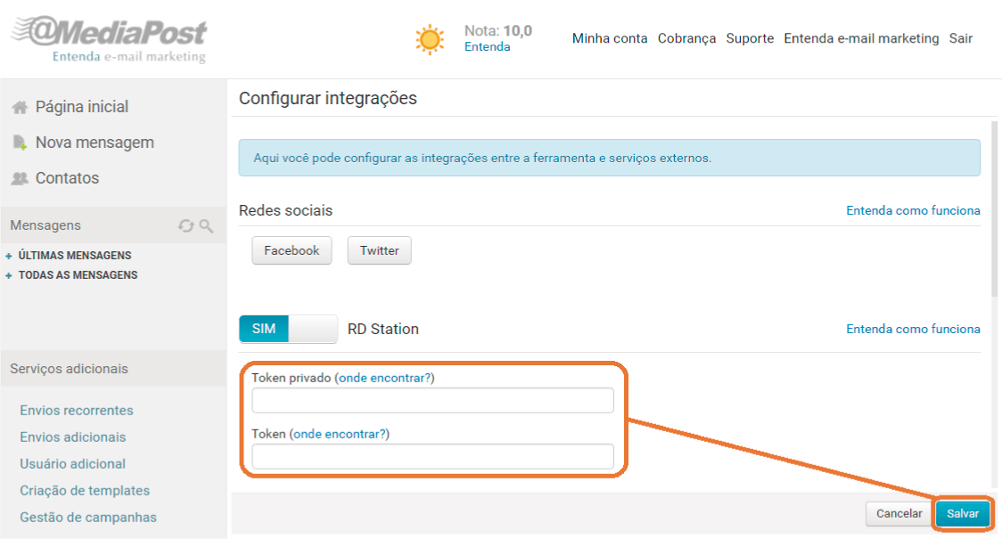 Integre sua conta Mediapost e RD Station